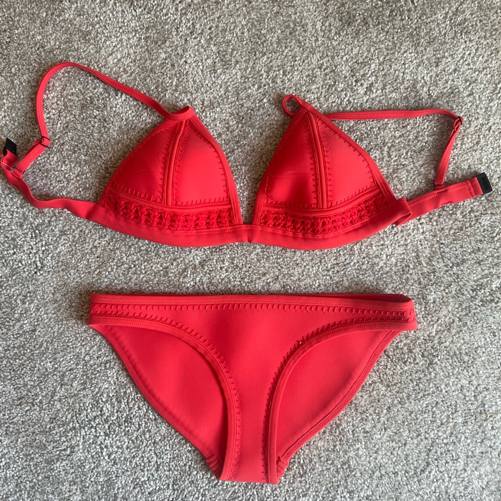 Triangl Swimwear neoprene bright coral bikini